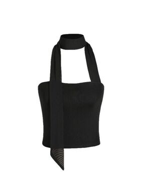 Cider Black Bandeau Top with Neck Scarf